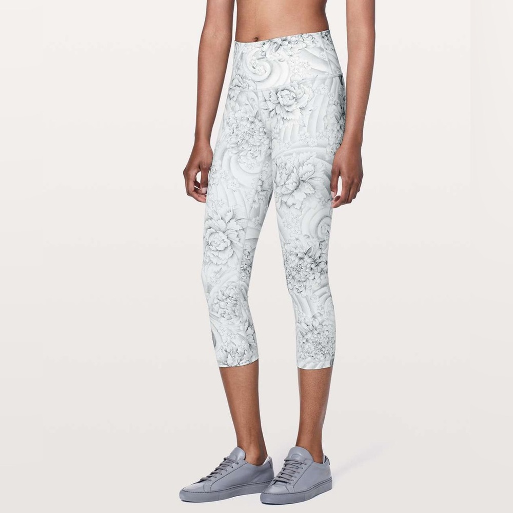 White Floral Lululemon Leggings